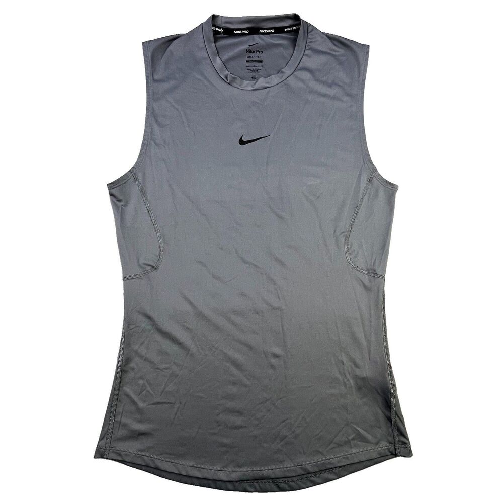 Nike Pro Compression Tank Top Shirt Men’s Large Gray Dri-FIT Tight Fit Gym Train